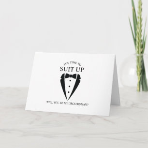 Black Tuxedo Suit Personalized Groomsman Proposal Invitation