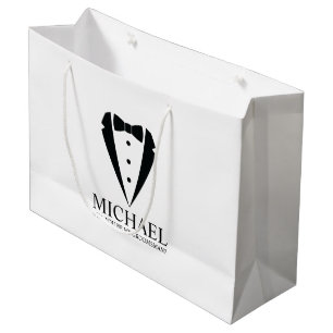 Black Tuxedo Suit Personalized Groomsman Proposal Large Gift Bag