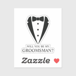 Black Tuxedo Suit Personalized Groomsman Proposal Sticker