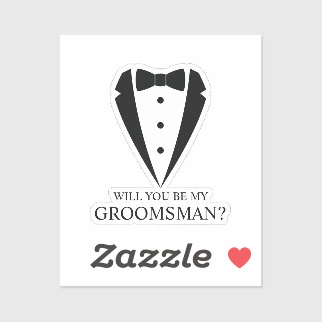Black Tuxedo Suit Personalized Groomsman Proposal Sticker (Sheet)
