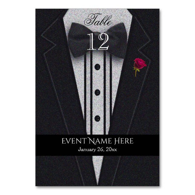 Black Tuxedo Table Number (Front)