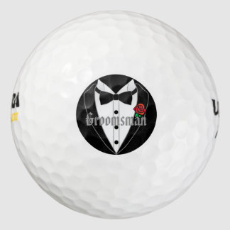 Black Tuxedo Wedding Favors Personalized Groomsman Golf Balls