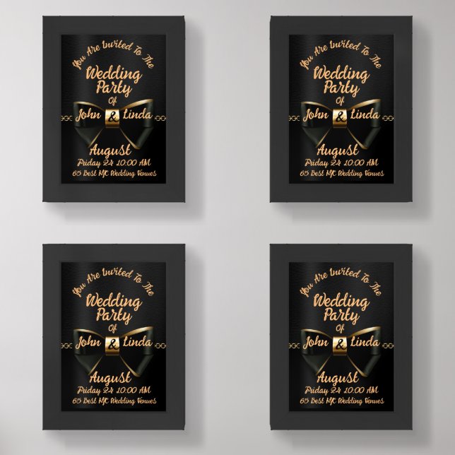 Black Tuxedo Wedding Poster Wall Art Sets (Front)