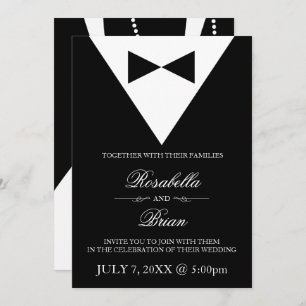 Black Tuxedo & White Dress Wedding Invitations