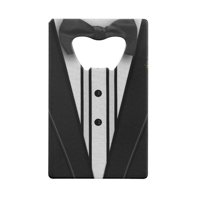 Black Tuxedo with Bow Tie Credit Card Bottle Opener (Back)