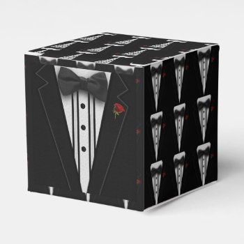 Black Tuxedo With Bow Tie Favor Boxes by AZEZGifts at Zazzle