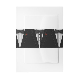 Black Tuxedo with Bow Tie Invitation Belly Band