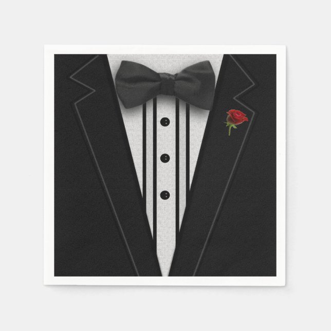 Black Tuxedo with Bow Tie Napkins (Front)