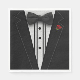 Black Tuxedo with Bow Tie Paper Napkins