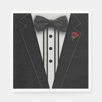 Black Tuxedo With Bow Tie Paper Napkins by AZEZGifts at Zazzle