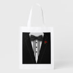 Black Tuxedo With Bow Tie Reusable Grocery Bag at Zazzle