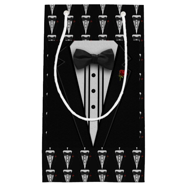 Black Tuxedo with Bow Tie Small Gift Bag (Front)