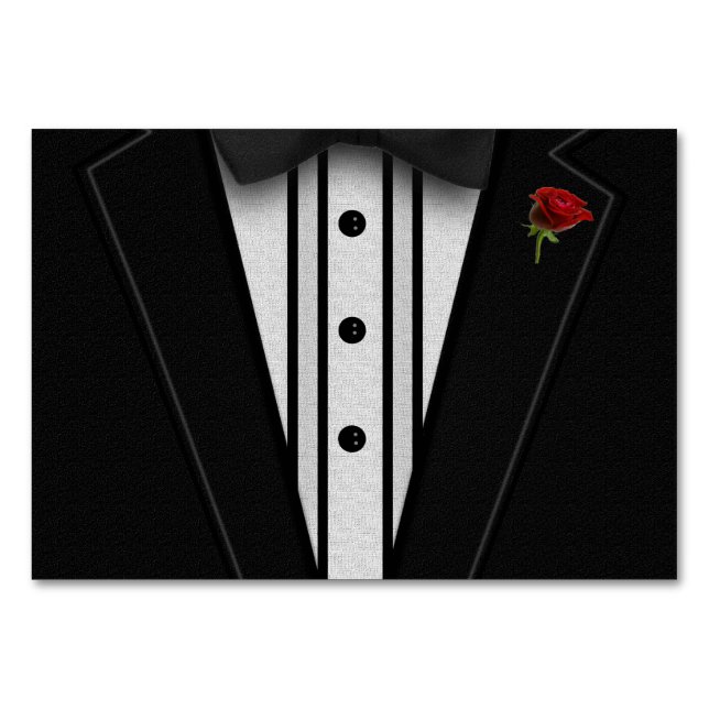 Black Tuxedo with Bow Tie Table Number (Front)