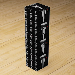 Black Tuxedo with Bow Tie Wine Box