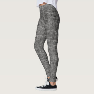 Black Tweed Linen Pattern  Leggings