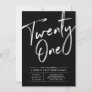 Black Twenty one | Modern 21st Birthday Party Invitation