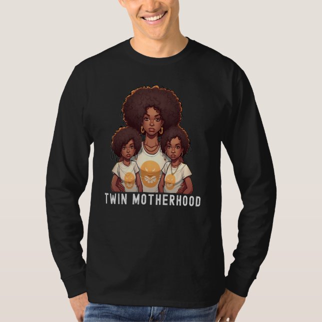 Black Twin Dad Fathers Day Twin Motherhood  Quote T-Shirt (Front)
