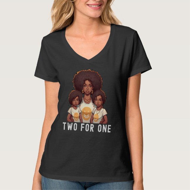 Black Twin Dad Fathers Day Two for one  Quote T-Shirt (Front)