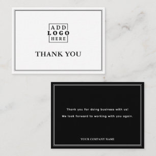 Black Two Border Business Logo Thank You Note Card
