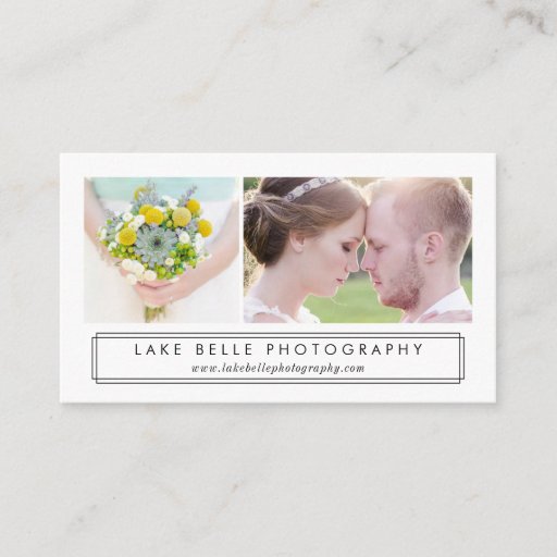 Customizable Black Two-Photo Modern Business Card