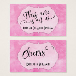 Black Type & Badge Pink Watercolor Drink Tickets