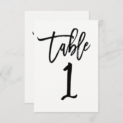 Black Type Trendy Modern Script Table Number 1
