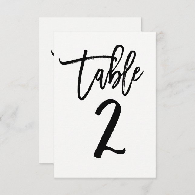 Black Type Trendy Modern Script Table Number 2 (Front/Back)