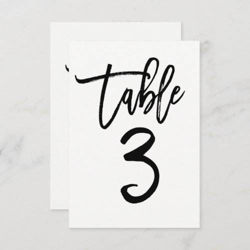 Black Type Trendy Modern Script Table Number 3