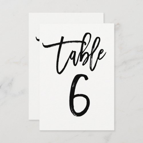 Black Type Trendy Modern Script Table Number 6