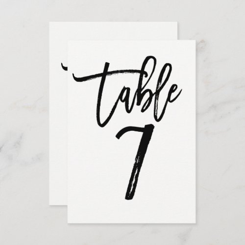 Black Type Trendy Modern Script Table Number 7