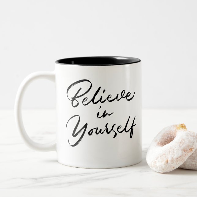 Black Typographic Quote Motivational Mug  (With Donut)