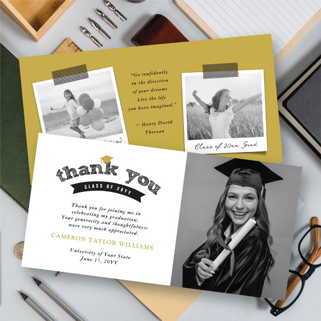 Black Typography Bold Sketch Graduation Cap Photo Thank You Card (Black Typography Bold Sketch Graduation Cap Photo Thank You Card @ fatfatin)