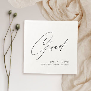 Black Typography Congrats Modern Graduate  Napkins