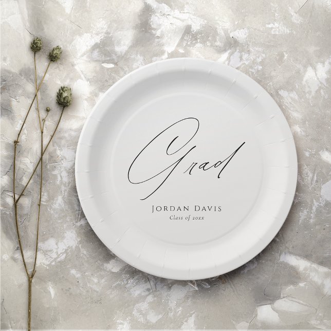 Black Typography Congrats Modern Graduate  Paper Plates (Black Typography Congrats Modern Graduate Paper Plates)