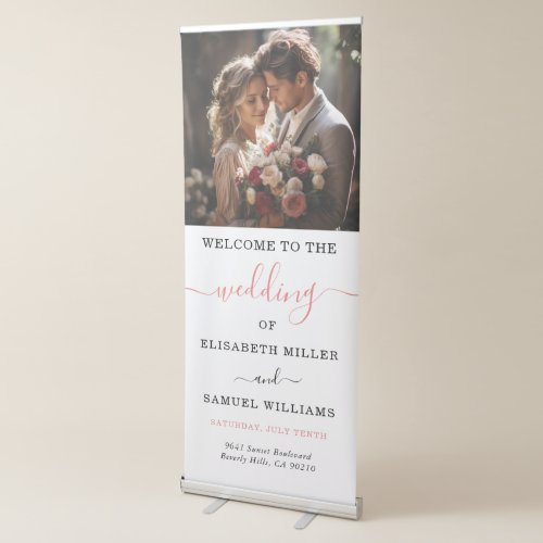 Black Typography Custom Wedding Photo Retractable Banner
