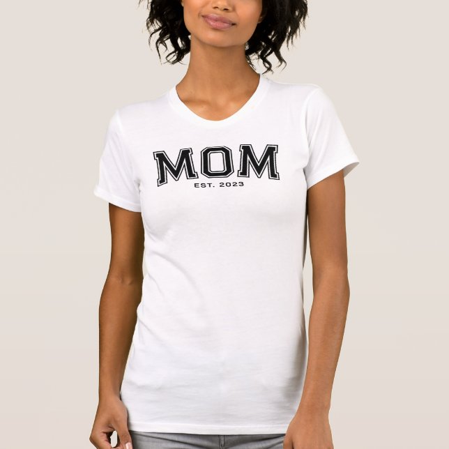 Black Typography Established Mom T-Shirt (Front)
