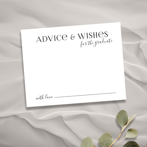 Black Typography Modern Graduate advice  wishes Note Card