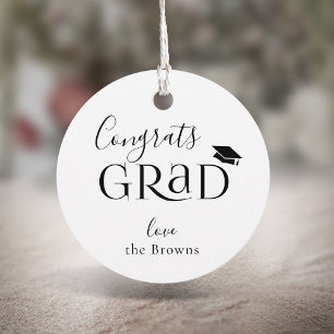 Black Typography Modern Graduate thank you Favor Tags