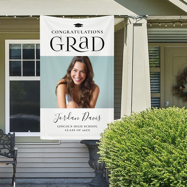 Black Typography Modern Photo Graduation Party Banner (Black Typography Modern Photo Graduation Party Banner)