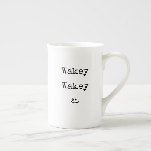 Black Typography Phrase Wakey Wakey Bone China Mug