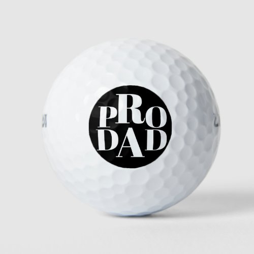 Black Typography Pro Dad Golfers Golf Balls