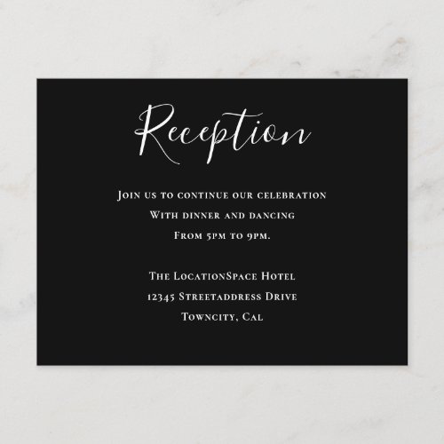 Black Typography Reception Information Enclosure Card