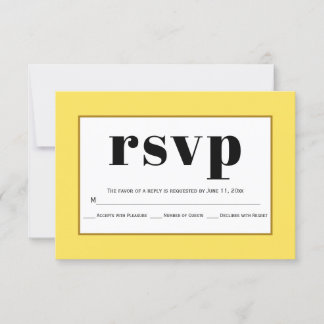 Black typography yellow wedding RSVP card