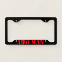 BLACK UFO MAN LICENSE PLATE FRAME