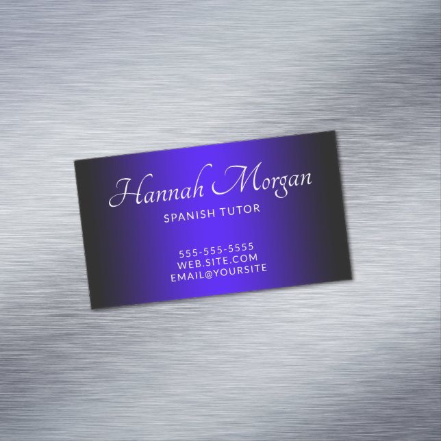 Black Ultramarine Blue Elegant Ombre Business Card Magnet (In Situ)