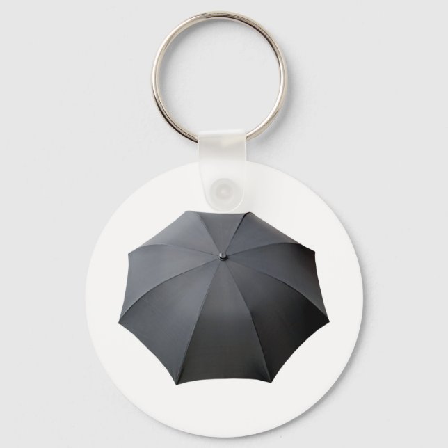 Black Umbrella Isolated Over White Background Keychain (Front)