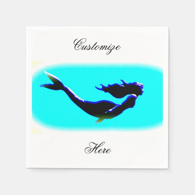 black underwater mermaid napkins (Front)