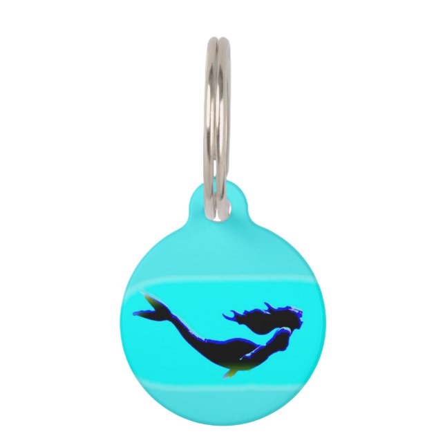 black underwater  mermaid pet ID tag (Front)