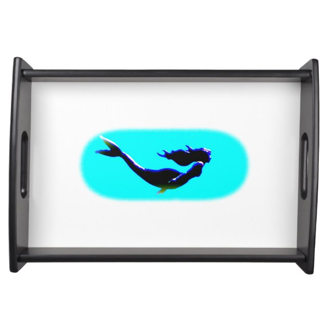black underwater mermaid serving tray (Front)
