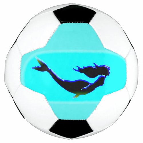 black underwater mermaid soccer ball